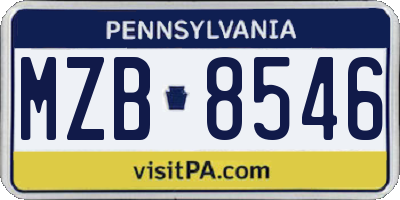 PA license plate MZB8546