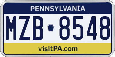 PA license plate MZB8548
