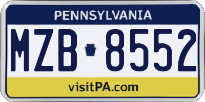 PA license plate MZB8552