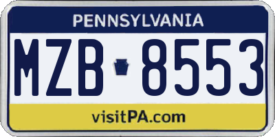 PA license plate MZB8553