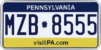 PA license plate MZB8555