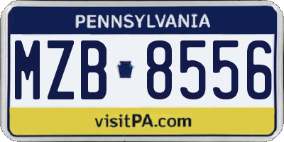 PA license plate MZB8556