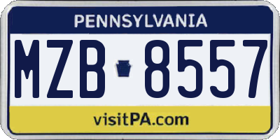 PA license plate MZB8557
