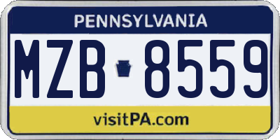 PA license plate MZB8559