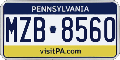 PA license plate MZB8560
