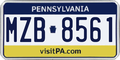 PA license plate MZB8561