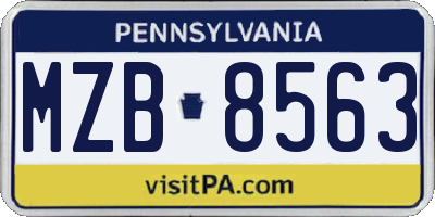 PA license plate MZB8563