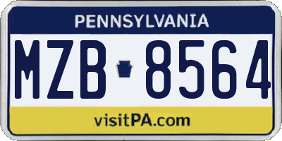 PA license plate MZB8564