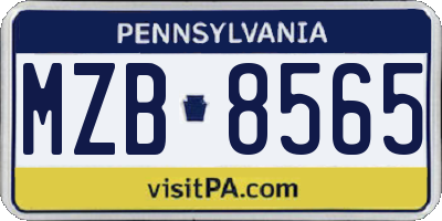 PA license plate MZB8565