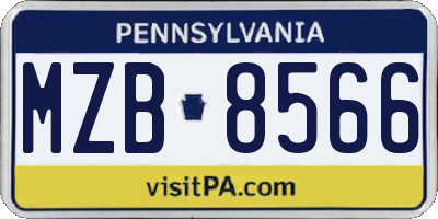 PA license plate MZB8566