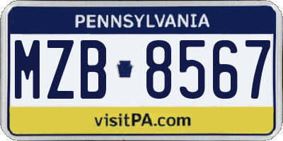 PA license plate MZB8567