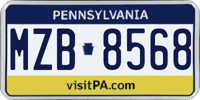 PA license plate MZB8568