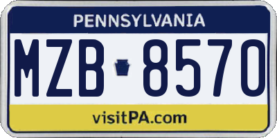 PA license plate MZB8570