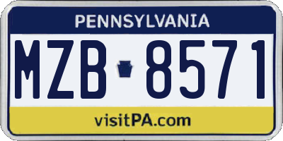 PA license plate MZB8571