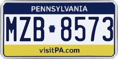 PA license plate MZB8573