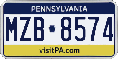 PA license plate MZB8574