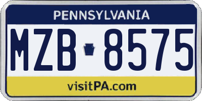 PA license plate MZB8575
