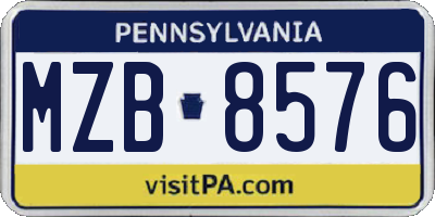 PA license plate MZB8576