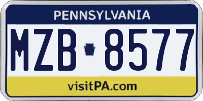 PA license plate MZB8577