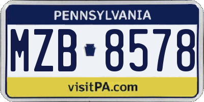 PA license plate MZB8578