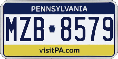PA license plate MZB8579