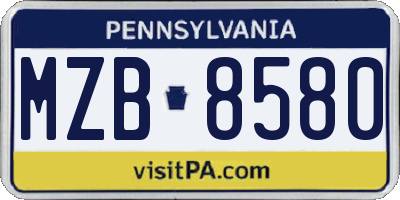 PA license plate MZB8580