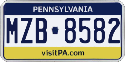 PA license plate MZB8582