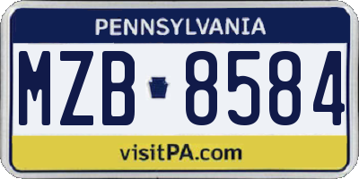 PA license plate MZB8584