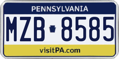 PA license plate MZB8585