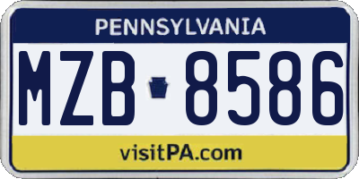 PA license plate MZB8586