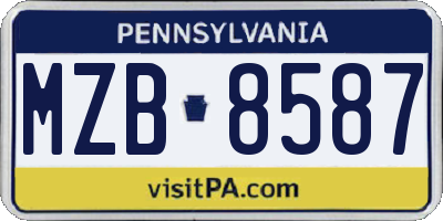 PA license plate MZB8587