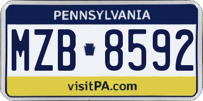 PA license plate MZB8592