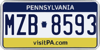 PA license plate MZB8593