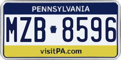 PA license plate MZB8596