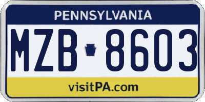 PA license plate MZB8603