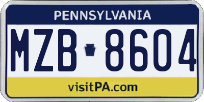 PA license plate MZB8604