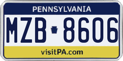 PA license plate MZB8606