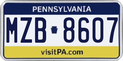 PA license plate MZB8607
