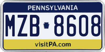 PA license plate MZB8608