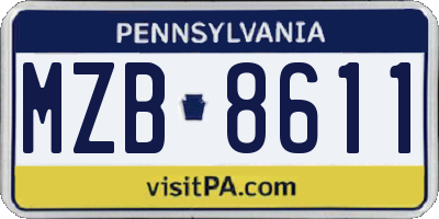 PA license plate MZB8611