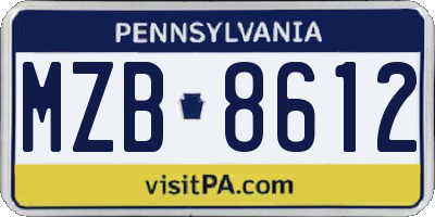 PA license plate MZB8612