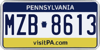 PA license plate MZB8613