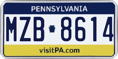 PA license plate MZB8614