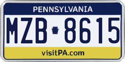 PA license plate MZB8615