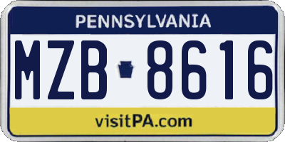 PA license plate MZB8616