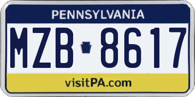 PA license plate MZB8617