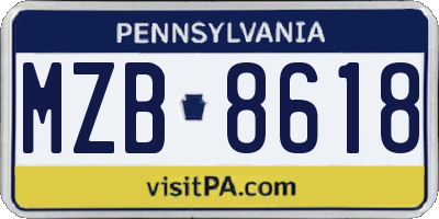 PA license plate MZB8618