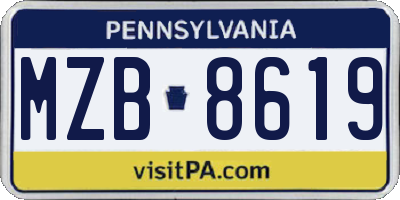 PA license plate MZB8619