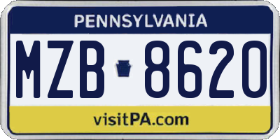 PA license plate MZB8620