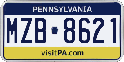 PA license plate MZB8621
